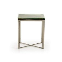 Homeroots 22 Wood And Glass Mosaic Top End Table With Steel Legs