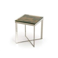 Homeroots 22 Wood And Glass Mosaic Top End Table With Steel Legs