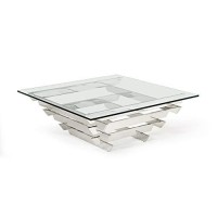 Homeroots Modern Square Glass Coffee Table