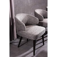 Homeroots 31 Grey Fabric Upholstered Dining Chair With Wood Legs