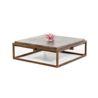 Homeroots Concrete, Metal Modern Concrete Coffee Table