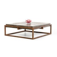 Homeroots Concrete, Metal Modern Concrete Coffee Table