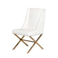 Homeroots Furniture Kitchen Restaurant Modern White And Rosegold Dining Chair