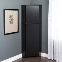 Prepac Elite Functional 2-Door Corner Storage Cabinet With Shelves, Simplistic Tall Corner Shop Cabinet 1875 D X 2925 W X 72 H, Black, Bscc-0605-1