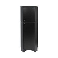 Prepac Elite Functional 2-Door Corner Storage Cabinet With Shelves, Simplistic Tall Corner Shop Cabinet 1875 D X 2925 W X 72 H, Black, Bscc-0605-1