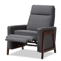 Baxton Studio Mid-Century Modern Reclining Lounge Chair In Gray