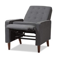 Baxton Studio Mathias Mid-Century Modern Grey Fabric Upholstered Lounge Chair