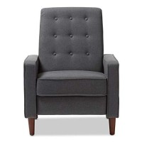 Baxton Studio Mathias Mid-Century Modern Grey Fabric Upholstered Lounge Chair