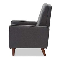 Baxton Studio Mathias Mid-Century Modern Grey Fabric Upholstered Lounge Chair