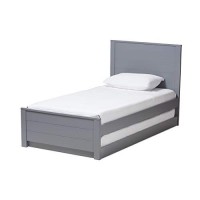 Baxton Studio Catalina Twin Platform Bed/Twin/Mission/Grey/Light Wood/Rubber Wood/Poplar/Lvl