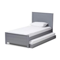 Baxton Studio Catalina Twin Platform Bed/Twin/Mission/Grey/Light Wood/Rubber Wood/Poplar/Lvl