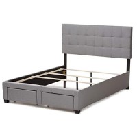 Tibault Modern And Contemporary Grey Fabric Upholstered Queen Size Storage Bed