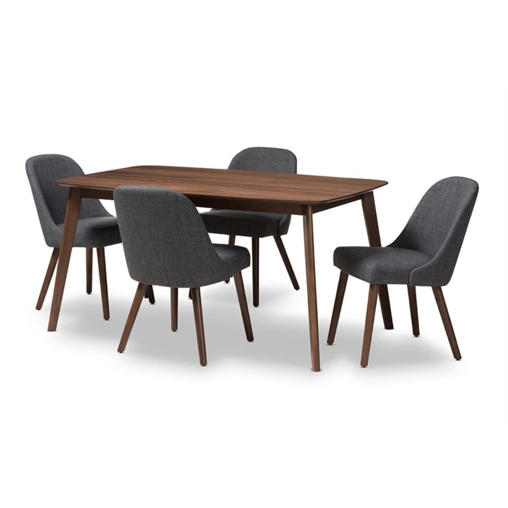 Baxton Studio 5-Pc Dining Set In Dark Gray