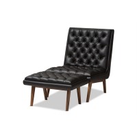 Baxton Studio Wooden Chair With Ottoman In Black