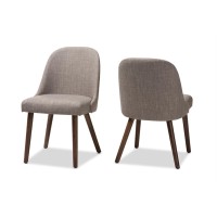 Baxton Studio Cody Mid-Century Modern Light Grey Fabric Upholstered Walnut Finished Wood Dining Chair Set Qty 2/Mid-Century/Grey/Medium Wood/Fabric Polyester 100%/Rubber Wood/Foam