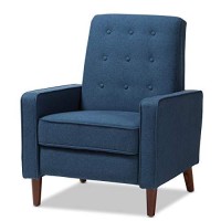 Baxton Studio Mathias Mid-Century Modern Blue Fabric Upholstered Lounge Chair