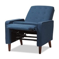 Baxton Studio Mathias Mid-Century Modern Blue Fabric Upholstered Lounge Chair