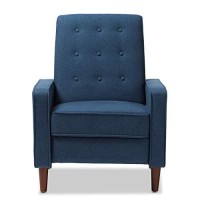 Baxton Studio Mathias Mid-Century Modern Blue Fabric Upholstered Lounge Chair