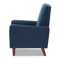 Baxton Studio Mathias Mid-Century Modern Blue Fabric Upholstered Lounge Chair