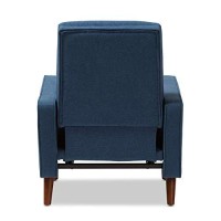 Baxton Studio Mathias Mid-Century Modern Blue Fabric Upholstered Lounge Chair