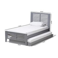 Baxton Studio Sedona Modern Classic Mission Style Grey-Finished Wood Twin Platform Bed With Trundle/Twin/Mission/Grey/Light Wood/Rubber Wood/Poplar/Lvl
