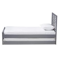 Baxton Studio Sedona Modern Classic Mission Style Grey-Finished Wood Twin Platform Bed With Trundle/Twin/Mission/Grey/Light Wood/Rubber Wood/Poplar/Lvl