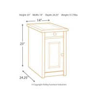 Signature Design By Ashley Bolanburg Farmhouse Chair Side End Table With Outlets And Usb Ports, Antique Cream & Brown