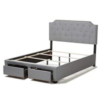 Baxton Studio Aubrianne Modern And Contemporary Grey Fabric Upholstered Queen Storage Bed Greyqueencontemporaryfabric Polyester 100%Rubber Woodmdffoam