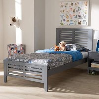 Baxton Studio Sedona Modern Classic Mission Style Grey-Finished Wood Twin Platform Bed/Twin/Mission/Grey/Light Wood/Rubber Wood/Poplar