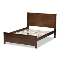 Baxton Studio Catalina Modern Classic Mission Style Brown-Finished Wood Full Platform Bed/Full/Mission/Brown/Medium Wood/Rubber Wood/Poplar