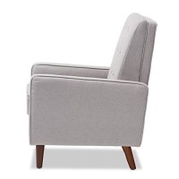 Baxton Studio Mathias Mid-Century Modern Light Grey Fabric Upholstered Lounge Chair