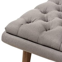 Baxton Studio Annetha Mid-Century Modern Grey Fabric Upholstered Walnut Finished Wood Ottoman/Mid-Century/Grey/Medium Wood/Fabric Polyester 100%/Rubber Wood/Foam