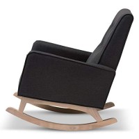 Baxton Studio Marlena Mid-Century Modern Dark Grey Fabric Upholstered Whitewash Wood Rocking Chair