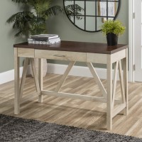 Home Accent Furnishings Tucker 46 Inch A-Frame Desk In White Oak Finish And Traditional Brown