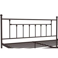 Dhp Manila Metal Bed With Round Finial Post Headboard And Footboard, Adjustable Base Height For Underbed Storage, No Box Spring Needed, King, Bronze