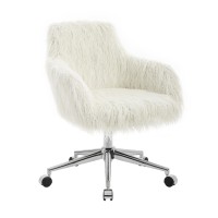 Linon Fiona Office Chair - Color:Off White Faux Fur Off White Faux Fur