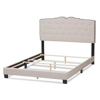 Baxton Studio Vivienne Modern And Contemporary Light Beige Fabric Upholstered Queen Size Bed