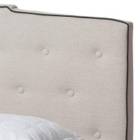 Baxton Studio Vivienne Modern And Contemporary Light Beige Fabric Upholstered Queen Size Bed