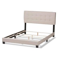 Baxton Studio Audrey Modern And Contemporary Light Beige Fabric Upholstered King Size Bed