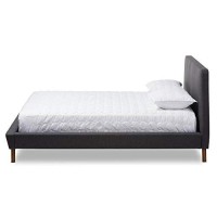 Baxton Studio Sinclaire Modern And Contemporary Dark Grey Fabric Upholstered Walnut-Finished Queen Sized Platform Bed