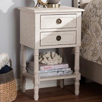 Baxton Studio Lenore Country Cottage Farmhouse Whitewashed 2-Drawer Nightstand