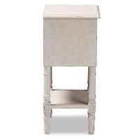Baxton Studio Lenore Country Cottage Farmhouse Whitewashed 2-Drawer Nightstand