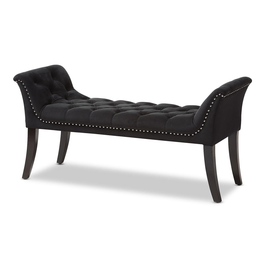 Baxton Studio Chandelle Luxe And Contemporary Black Velvet Upholstered Bench