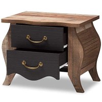 Baxton Studio Romilly Country Cottage Farmhouse Black And Oak-Finished Wood 2-Drawer Nightstand