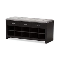 Baxton Studio 10 Cubby Upholstered Shoe Storage Bench In Gray