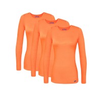 Sivvan Scrubs For Women - Long Sleeve Comfort Underscrub Tee 3-Pack - S85003 - Neon Orange - Xl