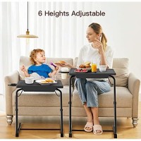 Adjustable Tv Tray Table - Tv Dinner Tray On Bed & Sofa, Comfortable Folding Table With 6 Height & 3 Tilt Angle Adjustments (Black)