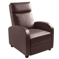 Homall Recliner Chair, Recliner Sofa Pu Leather For Adults, Recliners Home Theater Seating With Lumbar Support, Reclining Sofa Chair For Living Room (Brown, Leather)