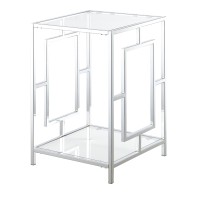 Town Square Chrome End Table With Shelf, Glass/Chrome