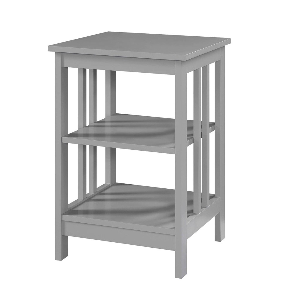 Convenience Concepts Mission End Shelves Table, Gray